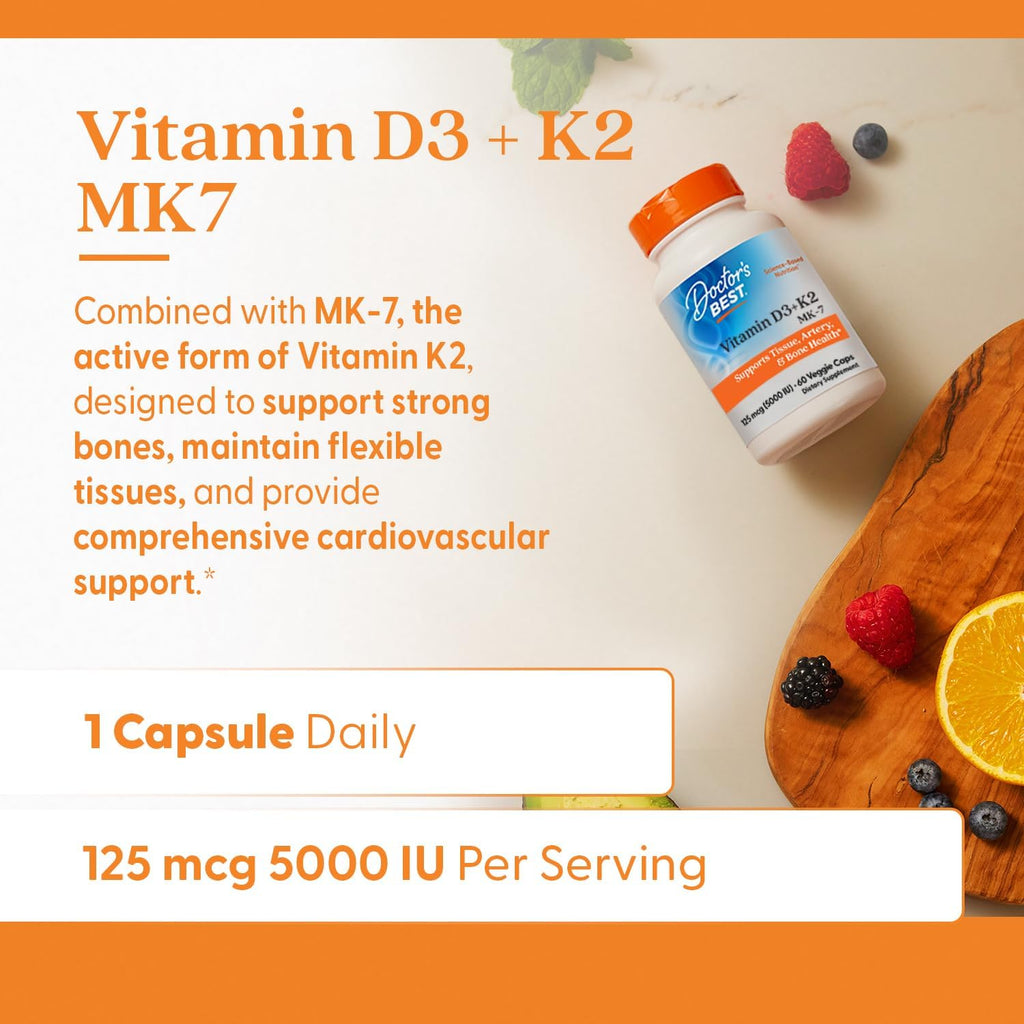 Doctor's Best Vitamina D3 y K2, 60 cápsulas vegetales