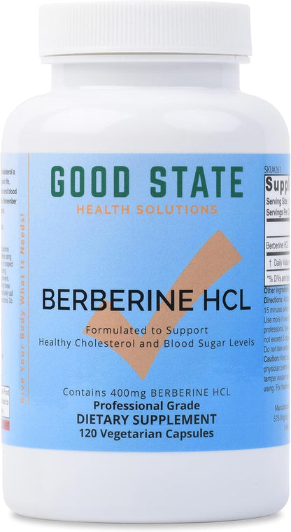 Good State Berberina HCL 400mg, 120 Cápsulas – 400 mg de berberina HCL por cápsula: Dosis estándar utilizada en – Image 1