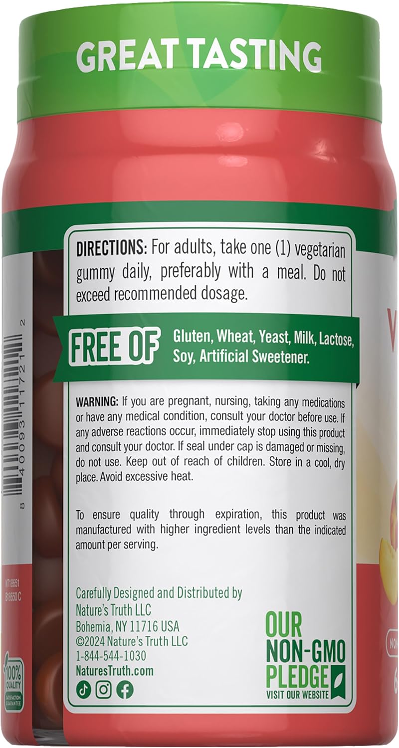 Nature's Truth Vitamin D3 Gummies 5000 IU - 60 Gominolas sabor melocotón