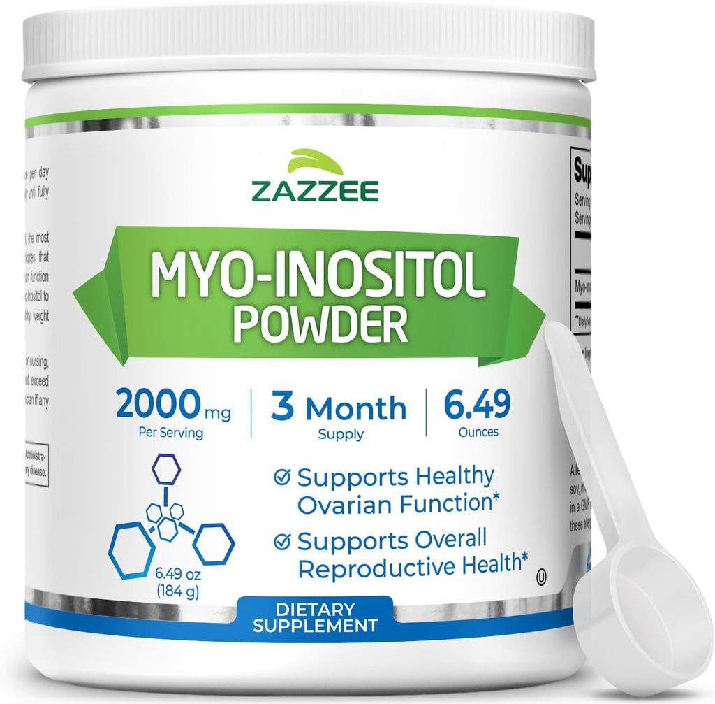 Zazzee Myo-Inositol en Polvo 100% Puro – 2000 mg por Ración, 183 Raciones (6 Meses)