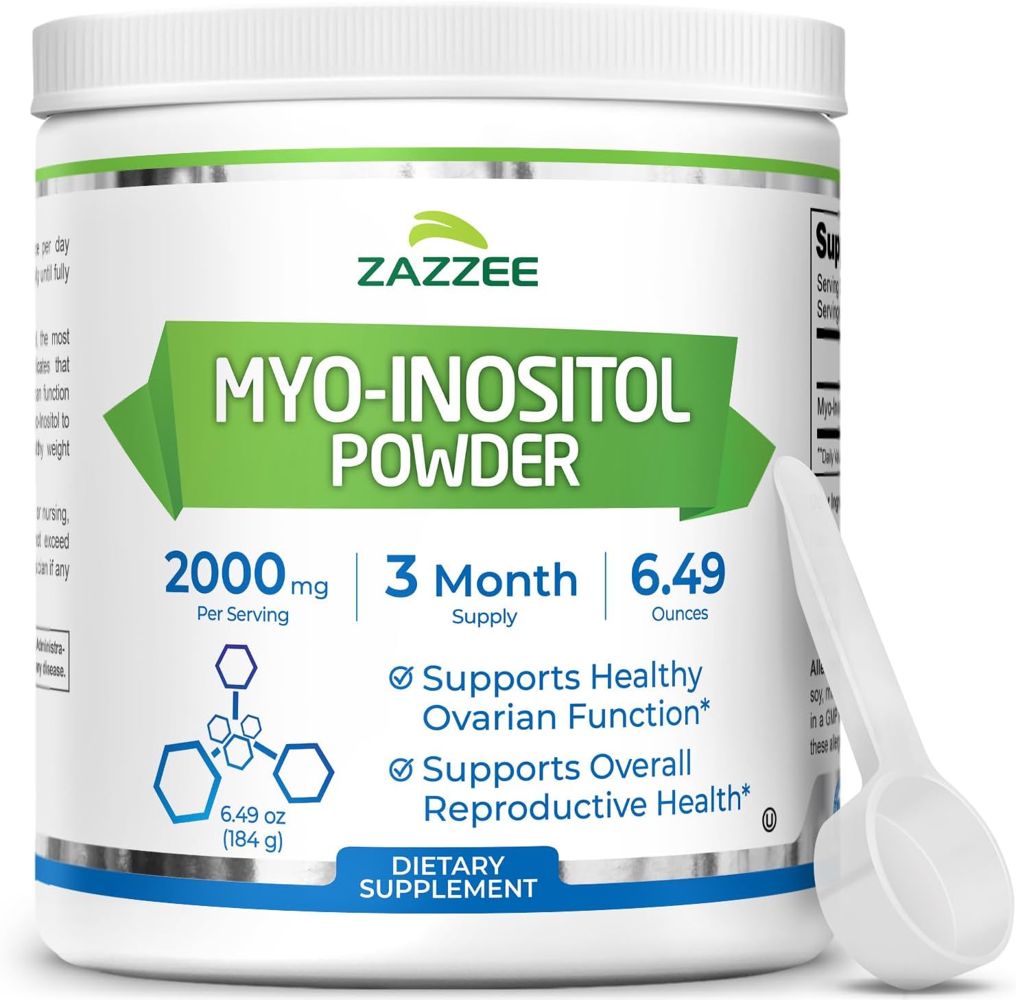 Zazzee Myo-Inositol en Polvo, 366 g (183 porciones), 2000 mg por ración