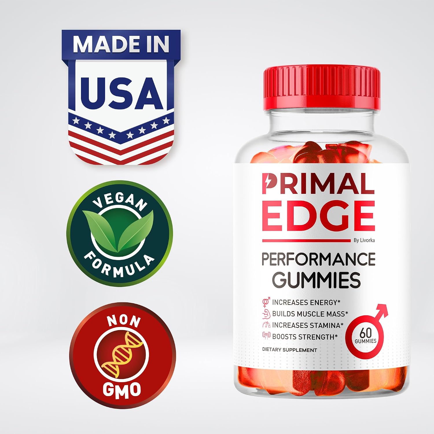 Primal Edge Gominolas Multivitamínicas para Hombres (2 Paquetes, 120 Gominolas)