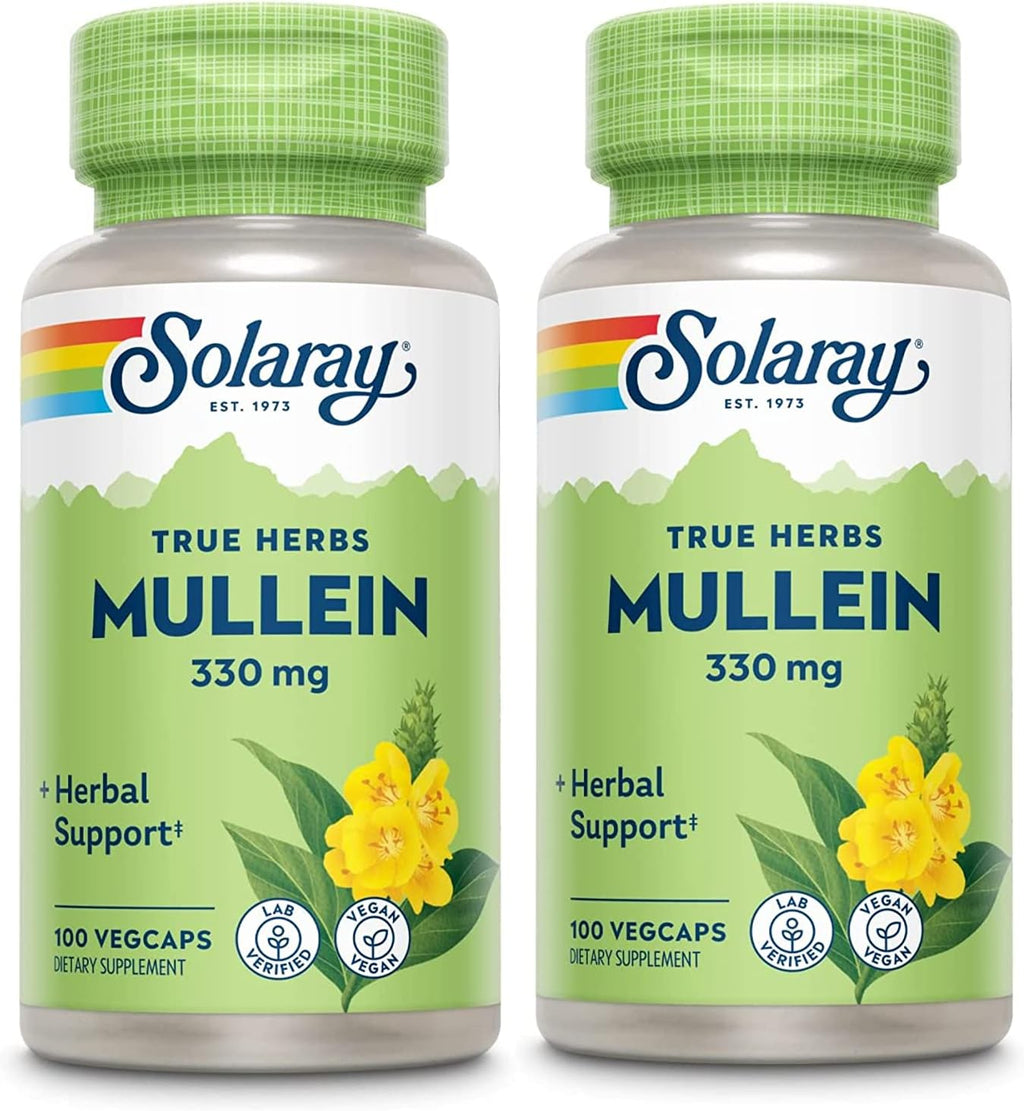 SOLARAY Hojas de Gordolobo 330mg – Apoyo Respiratorio – 100 Cápsulas Vegetales (Pack de 2)