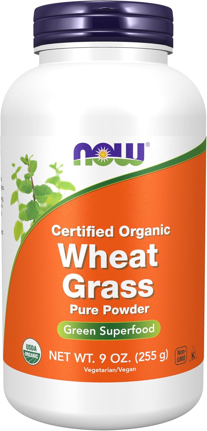 NOW Foods Organic & Non-GMO Wheat Grass Powder, Green Superfood, 255g