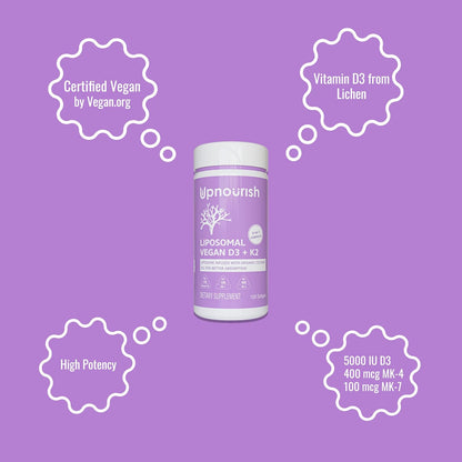 UpNourish Vitamina D3 y K2 Vegana, 5000 UI – La vitamina D contribuye al mantenimiento de los huesos en – Image 3