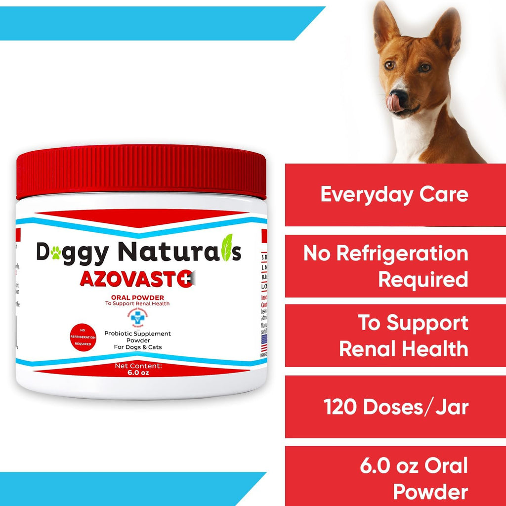 Azovast Plus Suplemento Renal para Perros y Gatos, Polvo Oral (340 g) - 240 Dosis (2 Frascos) - Apoya la Función Renal