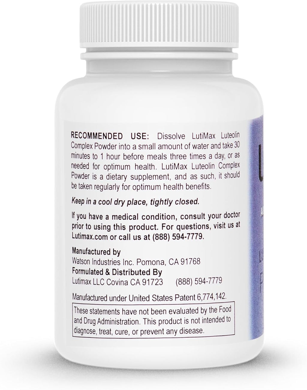 Lutimax Luteolin Complex Powder - Suplemento Cerebral con Rutina, 100 Servicios (2 Envases)