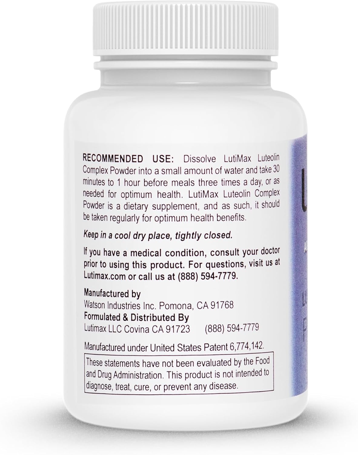 Lutimax Luteolin Complex Powder - Suplemento Cerebral con Rutina, 100 Servicios (2 Envases)