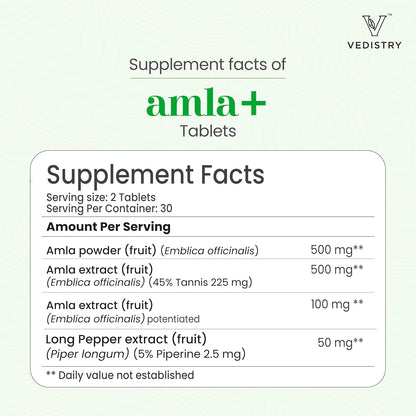 Vedistry Amla Suplemento 1100mg con Long Pepper - 60 Comprimidos – Image 9