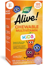 Nature's Way Alive! Multivitamínico masticable para niños con frutas y verduras, sabor cereza, 120 comprimidos