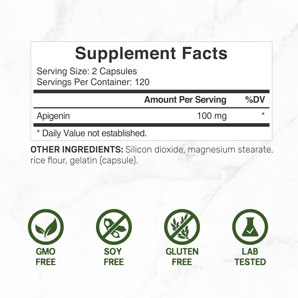 Apigenina, 100mg por dosis, 240 Cápsulas – Extracto Vegetal de Manzanilla – Bioflavonoides y Antioxidantes – Suplemento para – Image 4