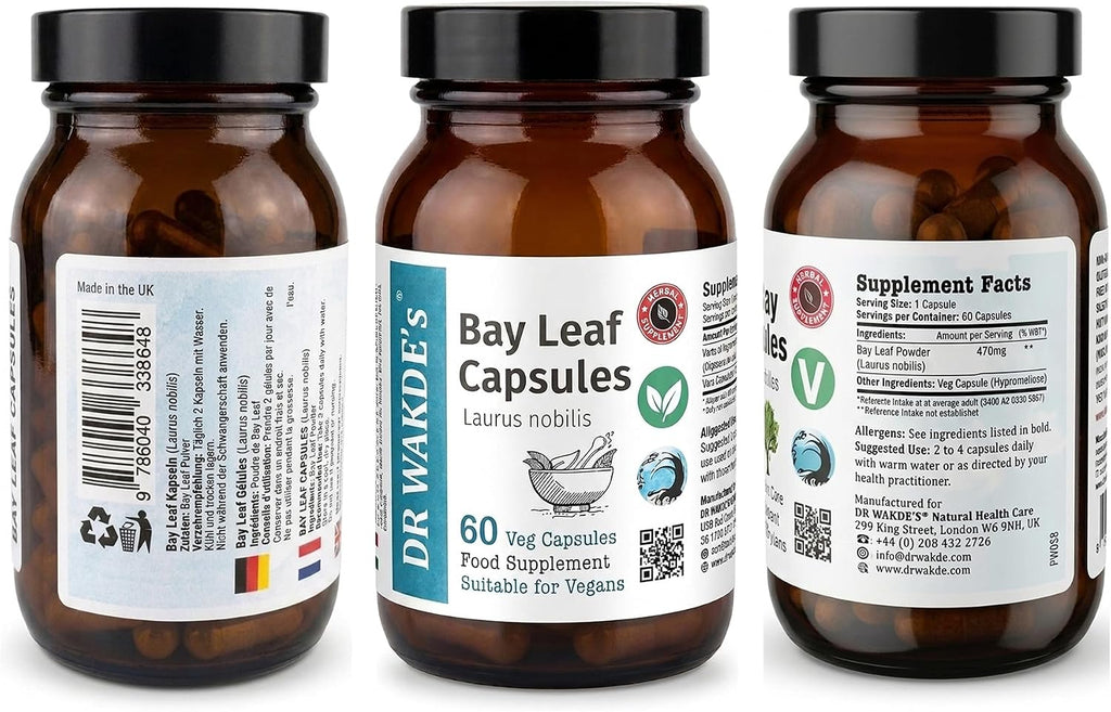 DR WAKDE's Bay Leaf (Cinnamomum tamala) Capsules - 60 Vegan Capsules