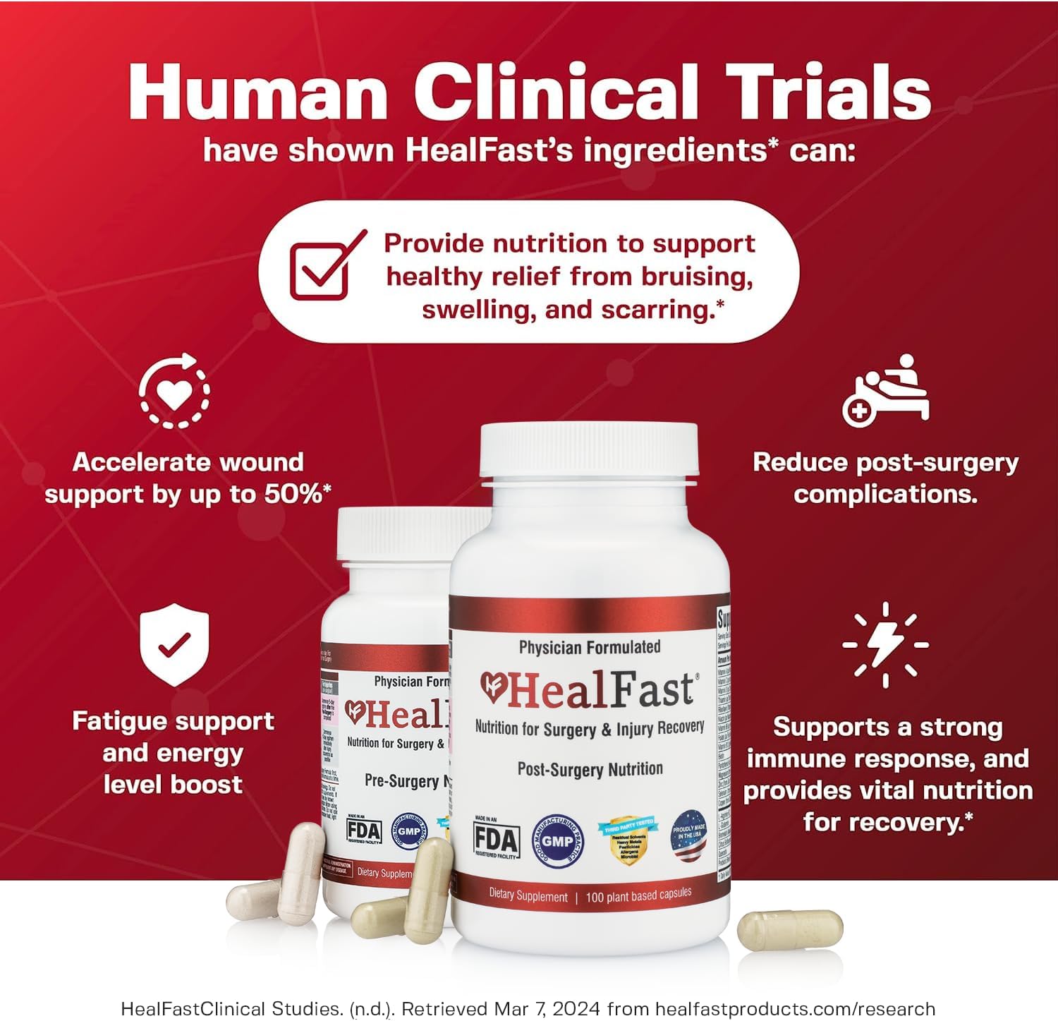 HealFast Completo para Recuperación de Cirugía y Lesiones - Pre y Postoperatorio con Vitaminas, Bromelina, Quercetina y Probióticos