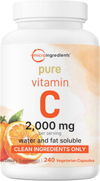 Pure Vitamin C 2,000 mg | 240 Cápsulas Veganas | Micro Ingredients