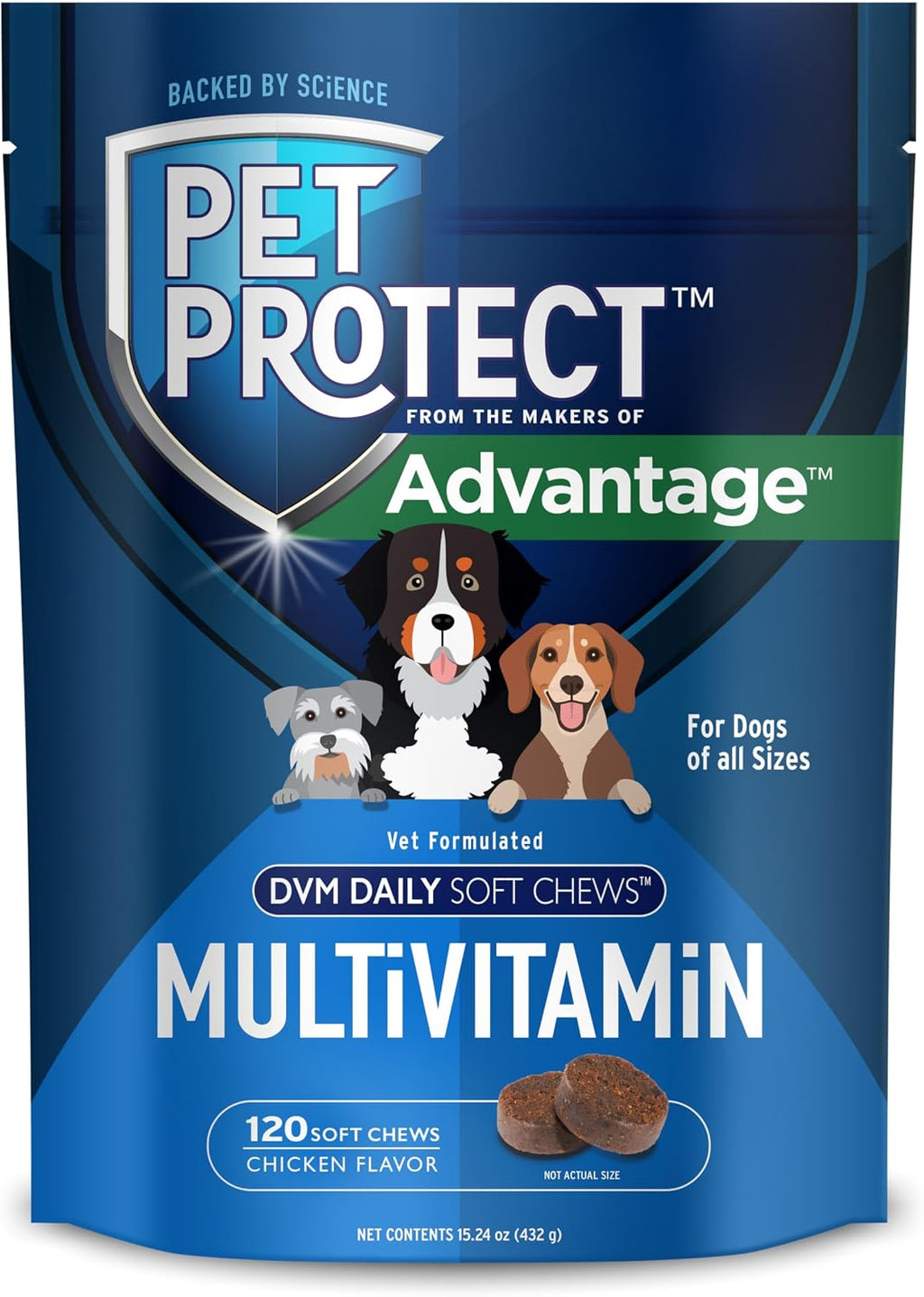 Pet Protect Multivitamínico para Perros, Masticables Blandos Formulados por Veterinarios, Sabor a Pollo (120 unidades)