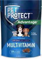 Pet Protect Multivitamínico para Perros, Masticables Blandos Formulados por Veterinarios, Sabor a Pollo (120 unidades)