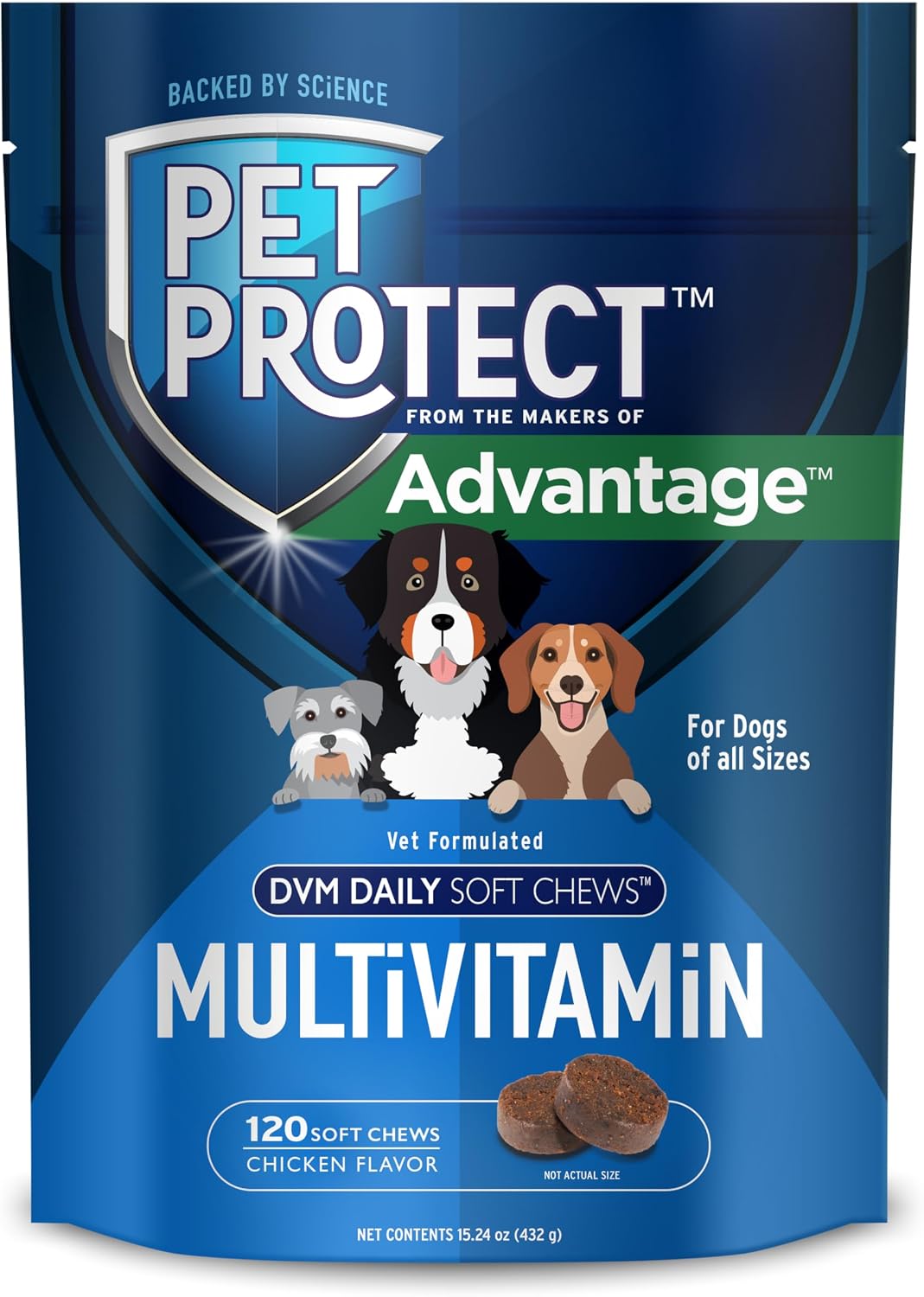 Pet Protect Multivitamínico para Perros, Masticables Blandos Formulados por Veterinarios, Sabor a Pollo (120 unidades)