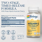 Solaray Vitamin C 500 mg with Rose Hips - Sustained Release Capsules, 100 Count