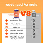 VANI Benfotiamina 750 mg con B1, Vitamina B1 Liposoluble e Hidrosoluble – 120 Cápsulas