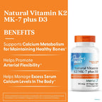 Doctor's Best Vitamina D3 y K2 MK-7 (MenaQ7) - 60 Cápsulas Veganas