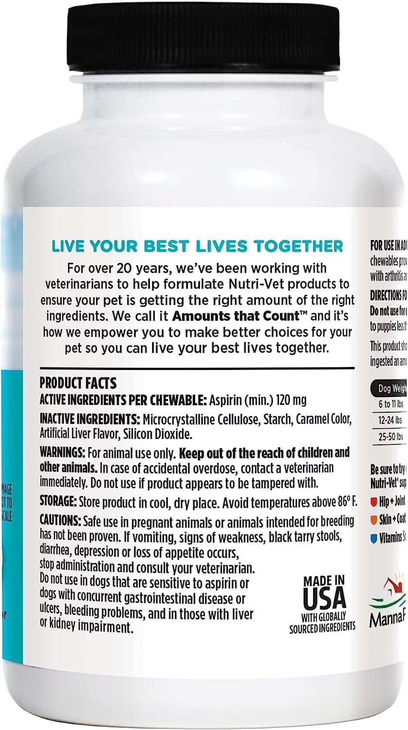 Nutri-Vet Aspirin for Small Dogs, 100 Tablets