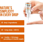 Gotas de Vitamina D3 Orgánica Vegana para Bebés – 400 UI, 120 dosis