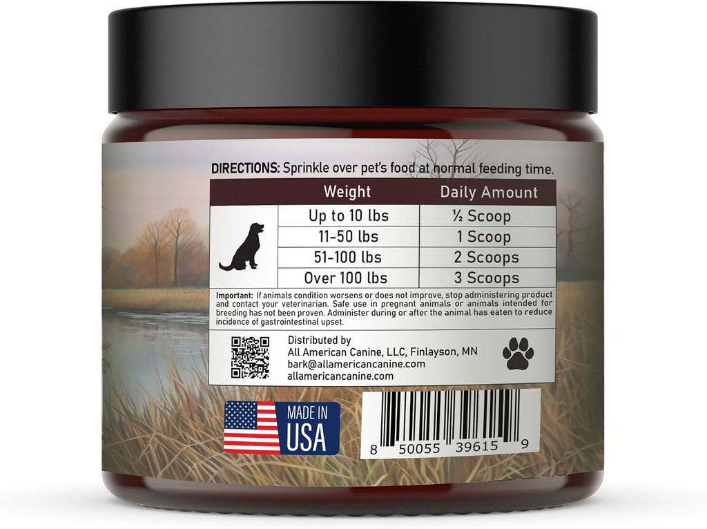 All American Canine Multivitamin Powder - Glucosamina y Condroitina para Articulaciones, Enzimas Digestivas y Probióticos, Sabor a Carne de Res, 90 Servicios