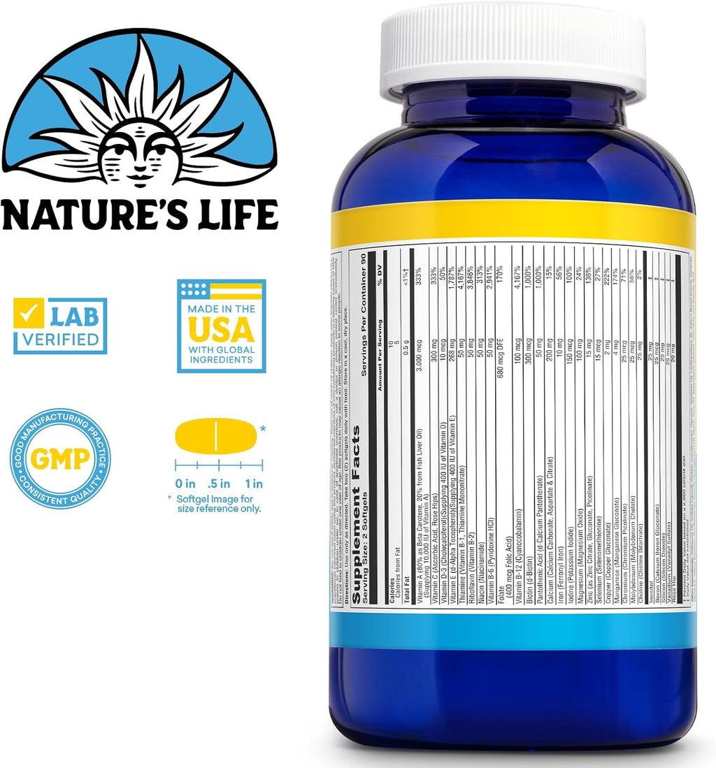 Nature's Life Soft Gelatin Multiple - Complete Multivitamin and Mineral with Iron - 180 Softgels