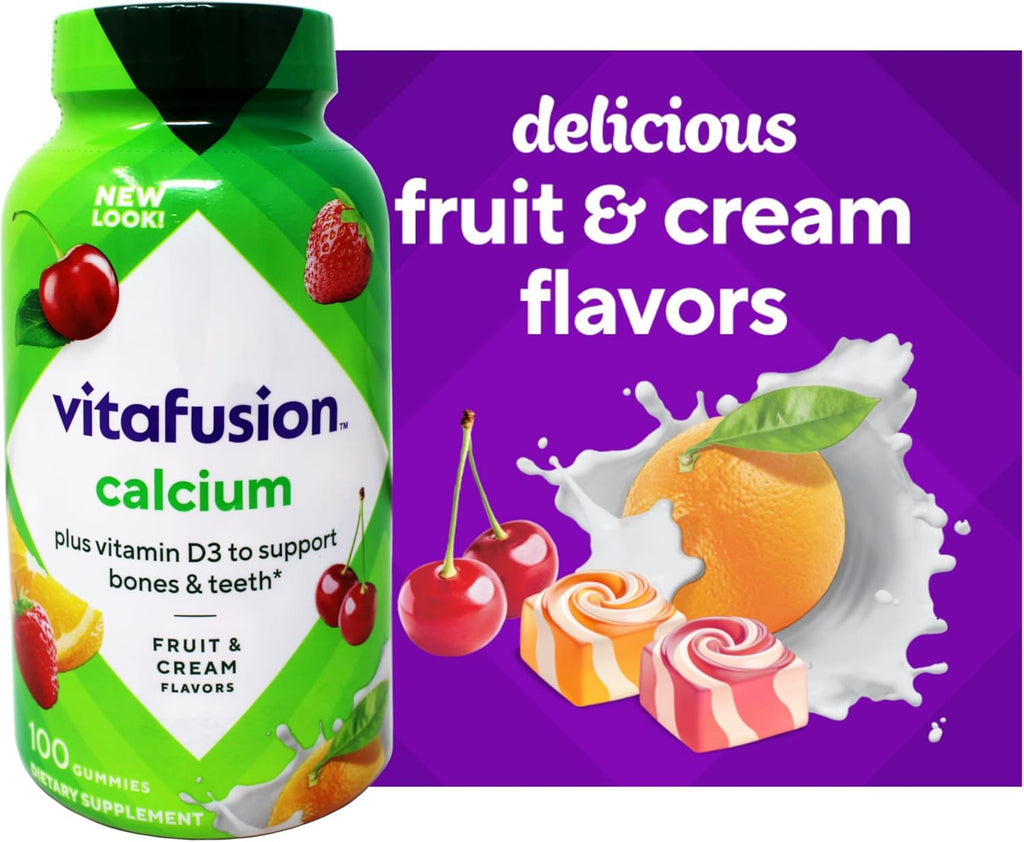 Vitafusion Calcium Adult Gummy Vitamins, 100 Gominolas de Calcio con Vitamina D