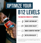 BioActive Vitamin B12 - 1000 mcg con Metilfolato, 3 Formas Coenzimáticas - Vegano, Sin OGM