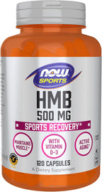 NOW Foods Nutrición Deportiva HMB (β-Hidroxi β-Metilbutirato) 500 mg, 120 Cápsulas Veganas