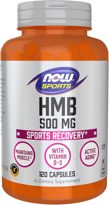 NOW Foods Sports Nutrition HMB (β-Hydroxy β-Methylbutyrate) 500 mg, 120 Cápsulas Veganas – Image 1