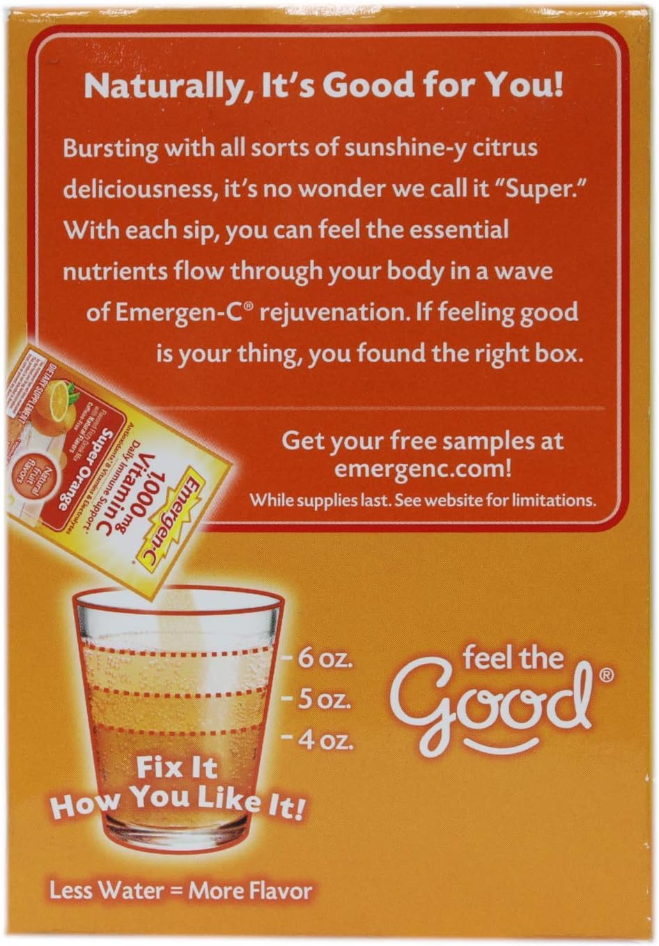 Emergen-C 1000 mg Vitamina C Sabor Naranja - Pack de 3 (30 sobres cada uno)