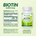INNERVISNUTRITION High Potency Biotin 5000mcg – 120 Cápsulas Veganas