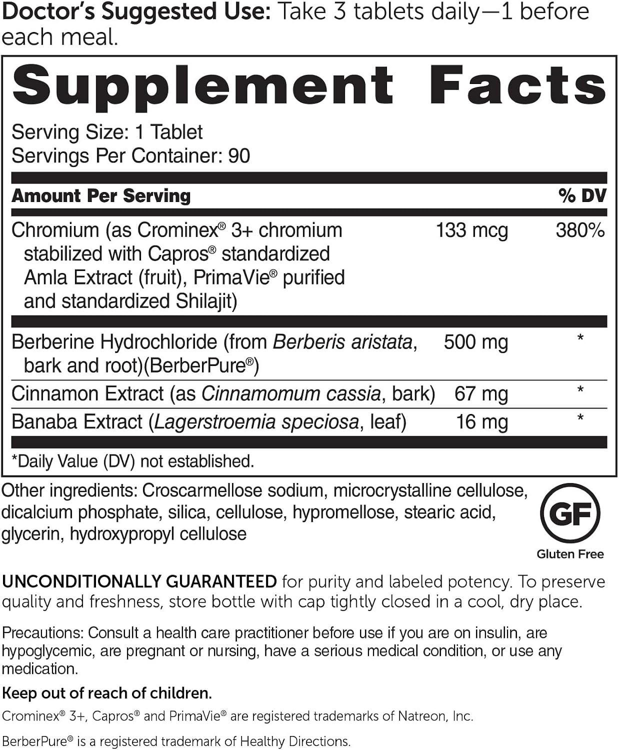 Suplemento Berberine GlucoGold de Dr. Whitaker con Berberina y Canela