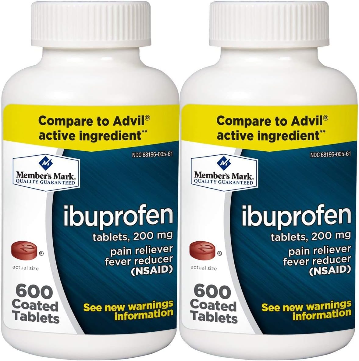 Member's Mark Ibuprofen 200 mg - 1200 Tablets (2 x 600-count bottles)