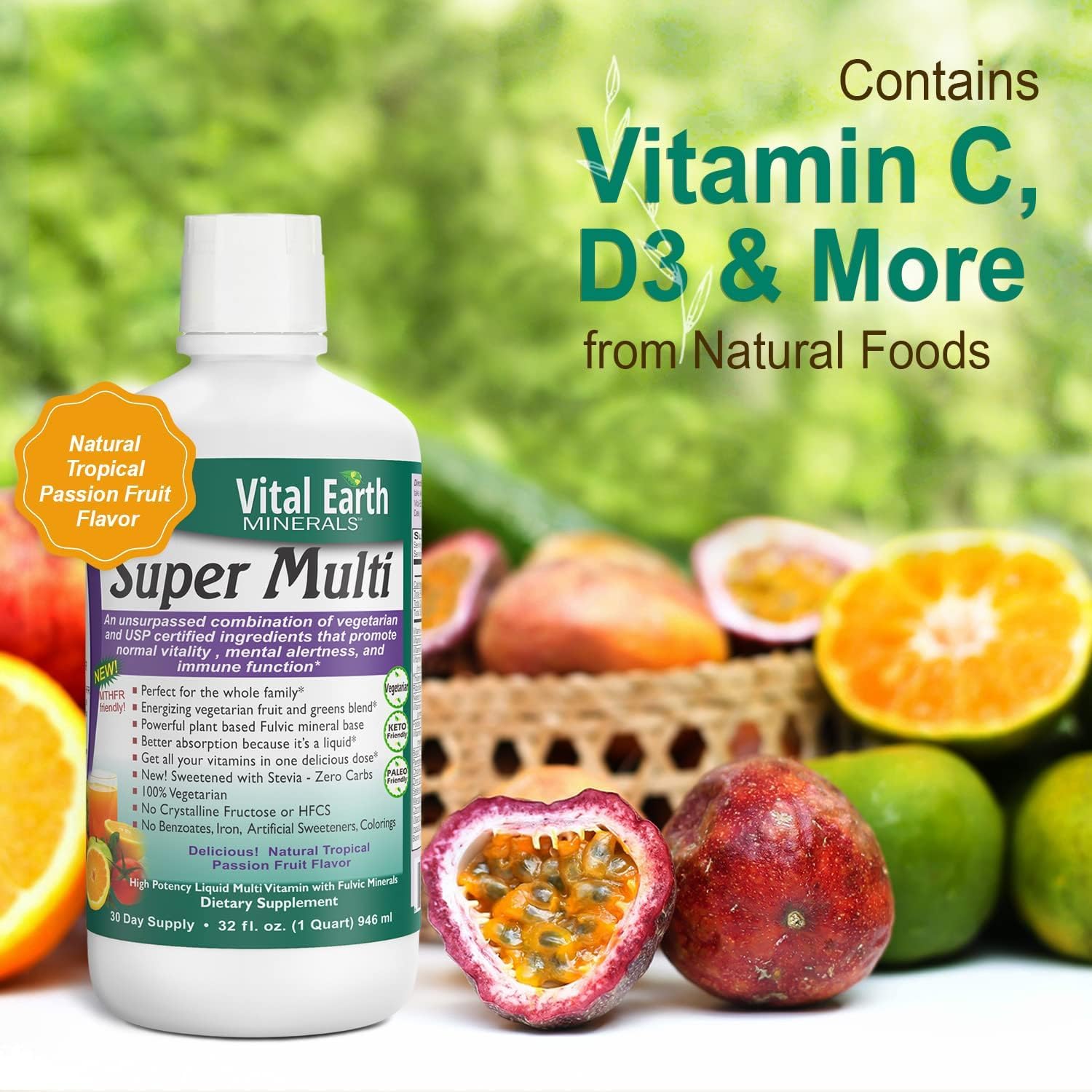 Vital Earth Minerals Super Multi – Multivitamínico Líquido con Ácido Fúlvico para Mujeres, Hombres y Niños, 946 ml