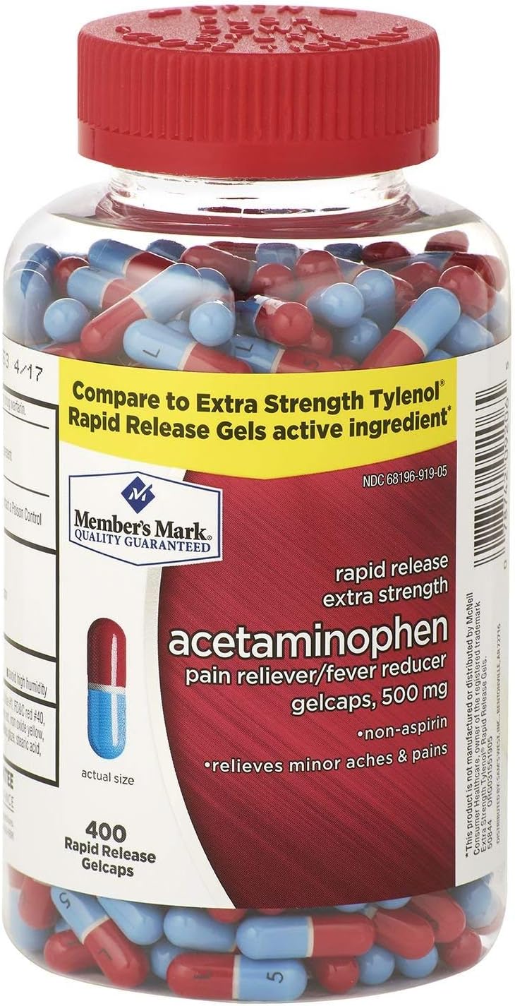 Paracetamol de Liberación Rápida 500 mg, 400 Cápsulas