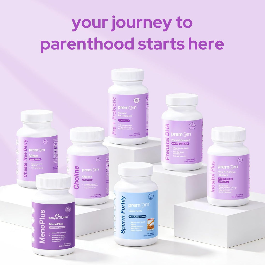 Premom Vitaminas Prenatales 27 en 1, 60 Cápsulas Veganas con 5-MTHF, Colina y Hierro