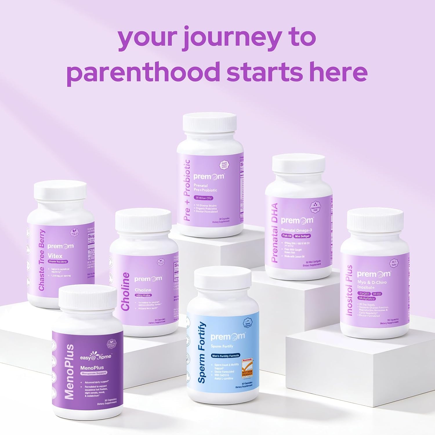 Premom Vitaminas Prenatales 27 en 1, 60 Cápsulas Veganas con 5-MTHF, Colina y Hierro