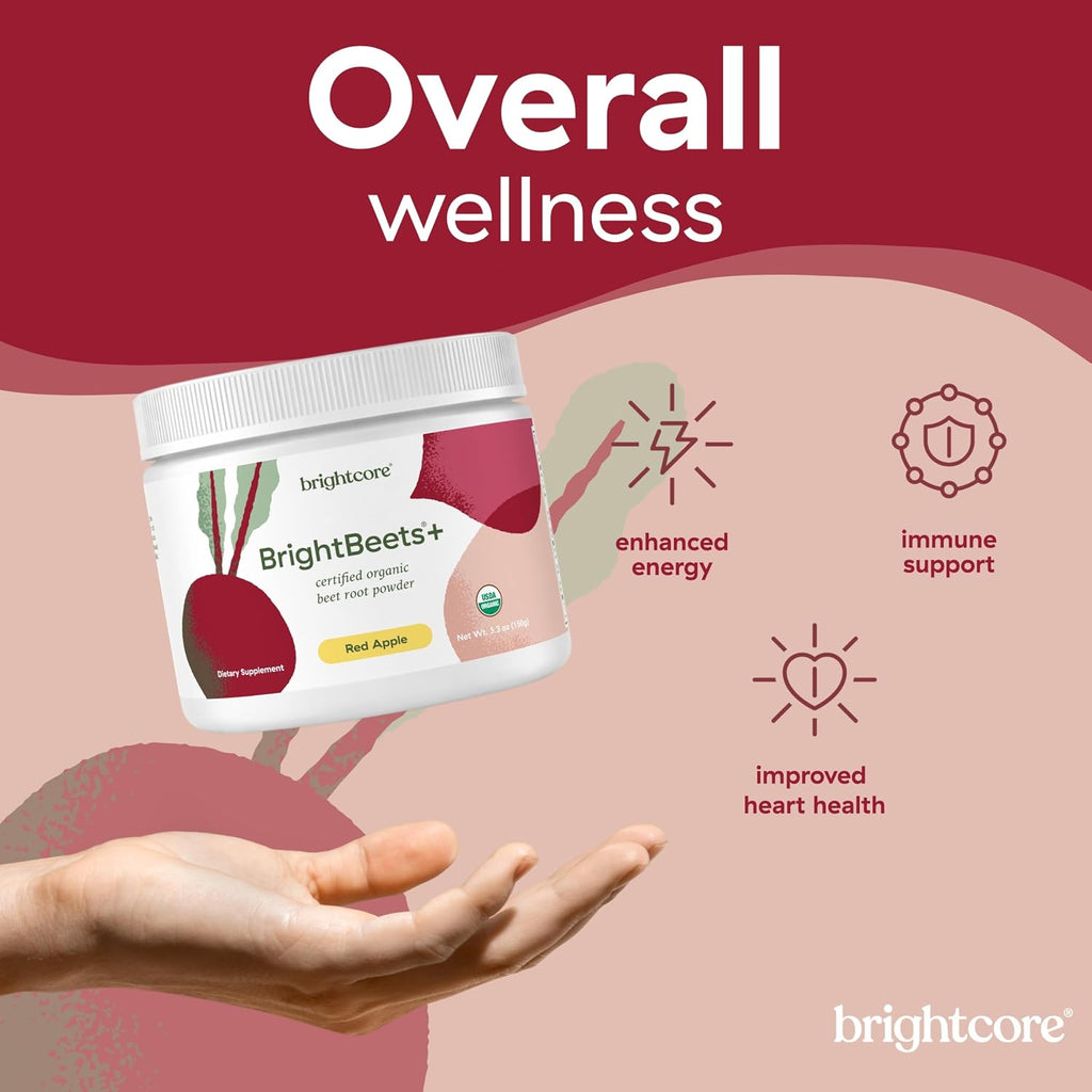 Brightcore Nutrition BrightBeets Polvo de Remolacha, Sabor Manzana Roja, 150 Gramos, 30 Porciones
