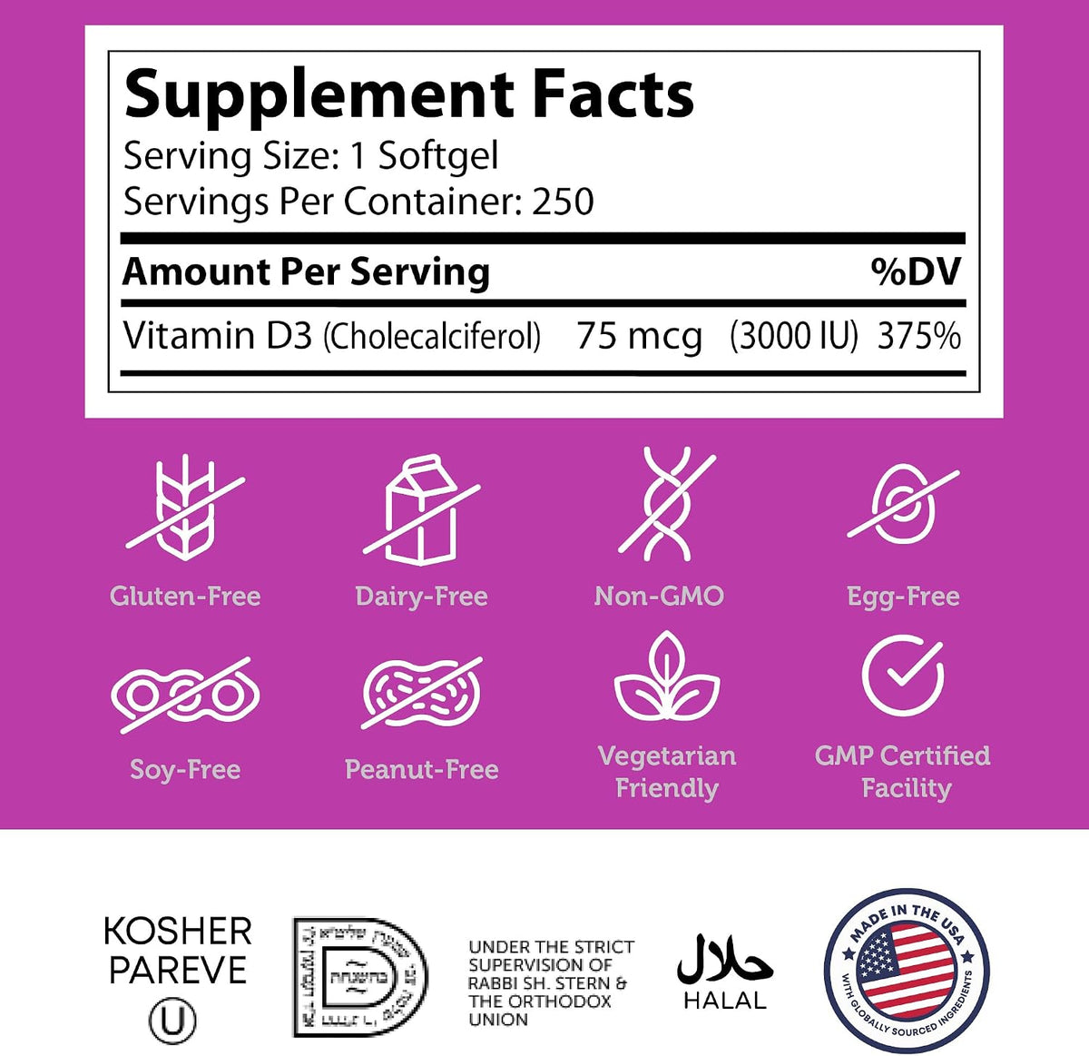 Zahler Vitamina D3 3000 IU - Suplemento de – Contribuye al funcionamiento normal de los músculos. – Image 4