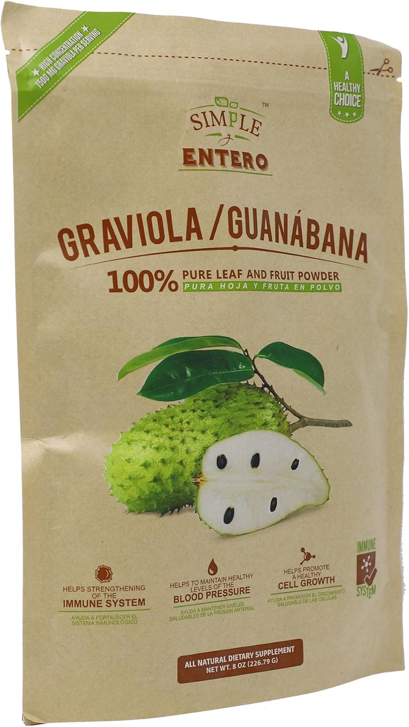 Graviola (Guánábana) en Polvo 100% Pura - Hoja y Fruta - 227 g (8 oz)