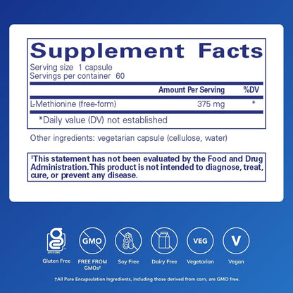Pure Encapsulations L-Metionina | Suplemento de Aminoácido para Articulaciones, Hígado y Páncreas | 60 Cápsulas – Image 2