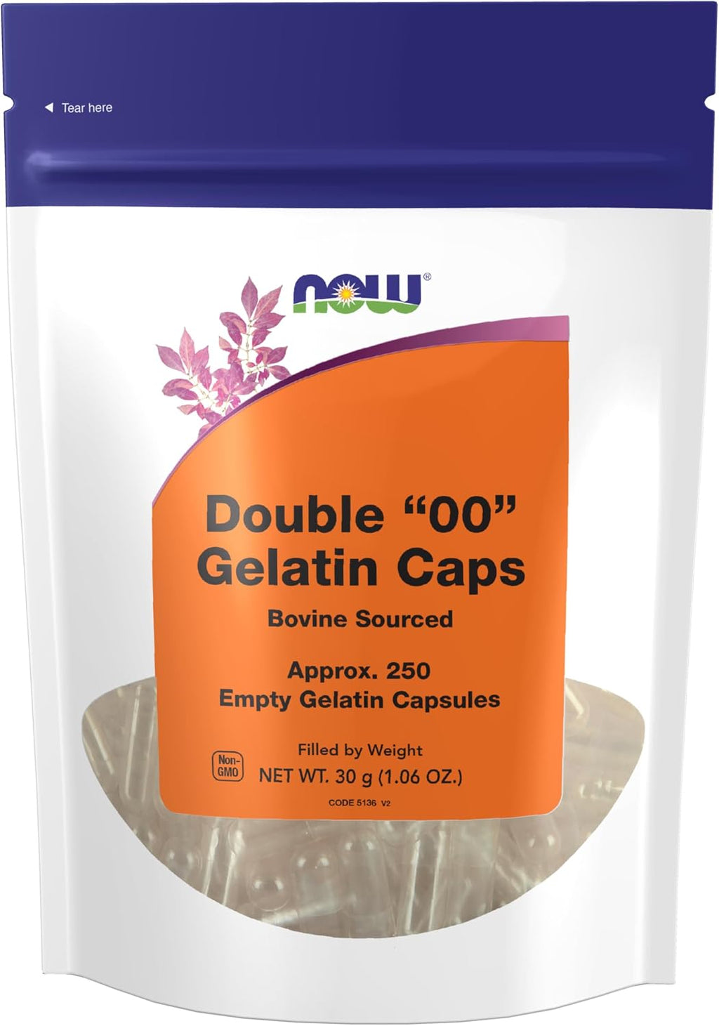 Cápsulas de Gelatina Vacías, Tamaño Doble '00', Origen Bovino, 750 Unidades