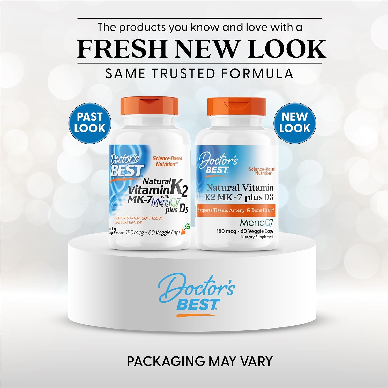Doctor's Best Vitamina D3 y K2 MK-7 (MenaQ7) - 60 Cápsulas Veganas