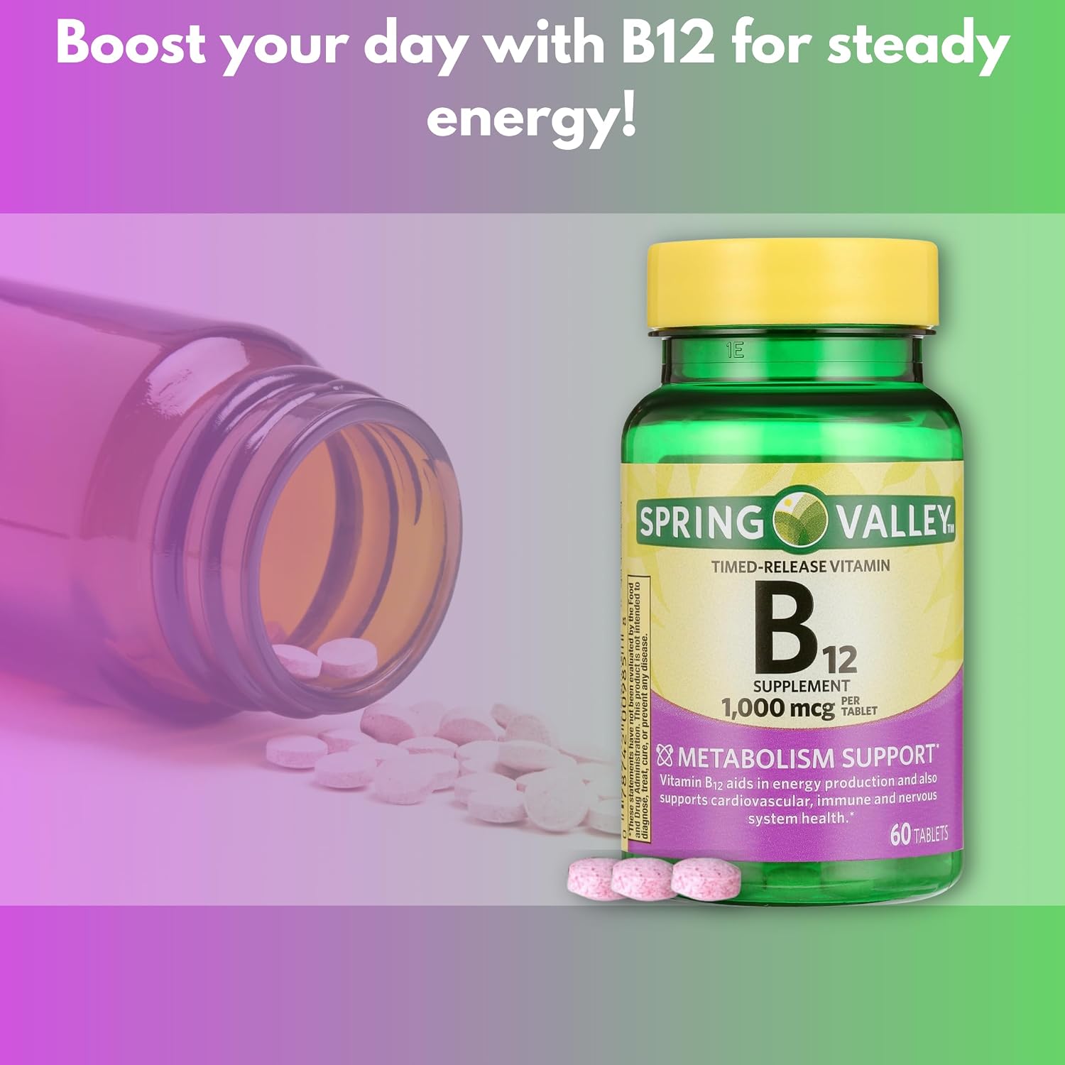 Vitamina B12 1000 mcg - Comprimidos de Liberación Gradual, 60 Comprimidos