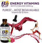 Bricker Labs B12 Blast Methylcobalamin 5000mcg, Great Tasting Sublingual Liquid Energy Vitamins -Vegan B12 Vitamins, Sustained Energy and Cellular Health Supplement - 59-Day Servings