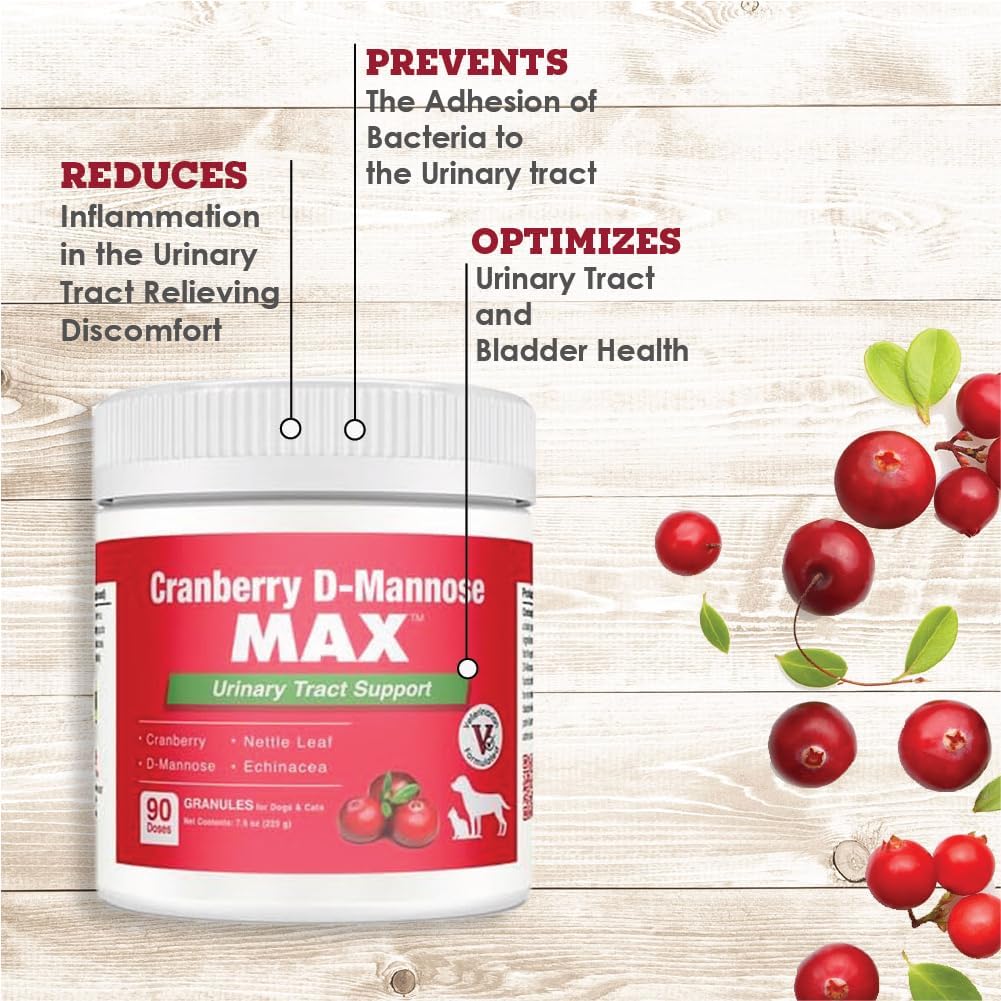 Denestra Cranberry D Mannose MAX - Suplemento para la Salud Urinaria de Perros - Gránulos (90 Dosis)