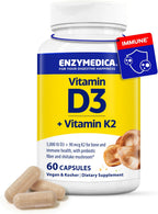 Enzymedica Vitamina D3 y K2 5000 UI + 90 mcg MK-7, 60 Cápsulas Veganas